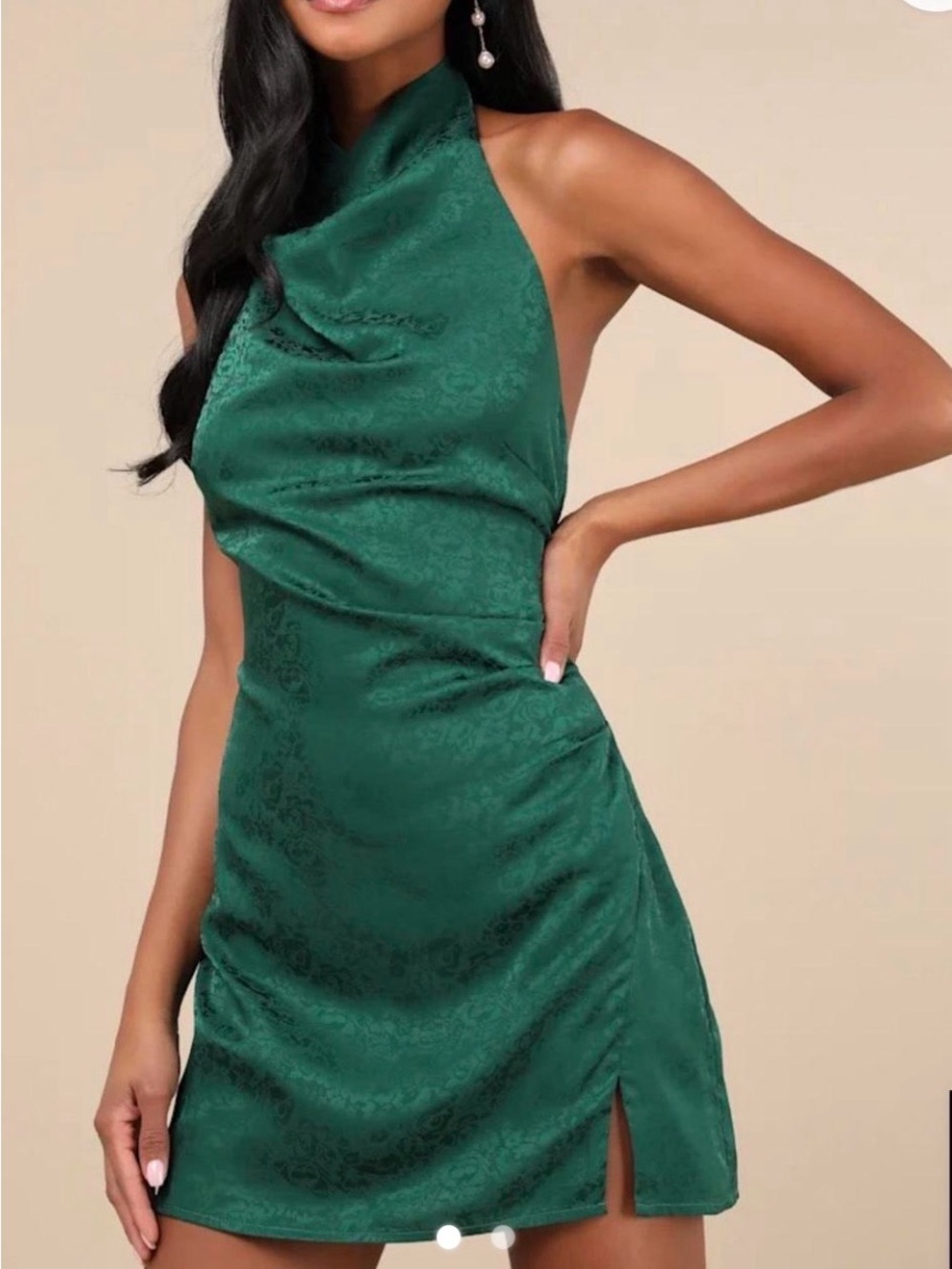 Emerald Green Halter Mini Dress